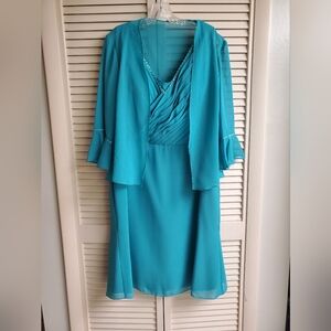 2 Pc Light In The Box Elegant Teal Dress with Jacket Size 12
